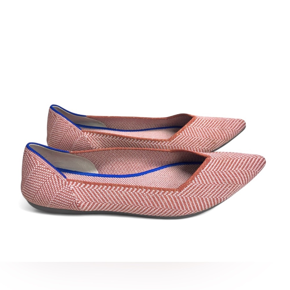 Rothy’s Limited Edition Amber Metallic Herringbone Points Flat Shoes Size 9.5